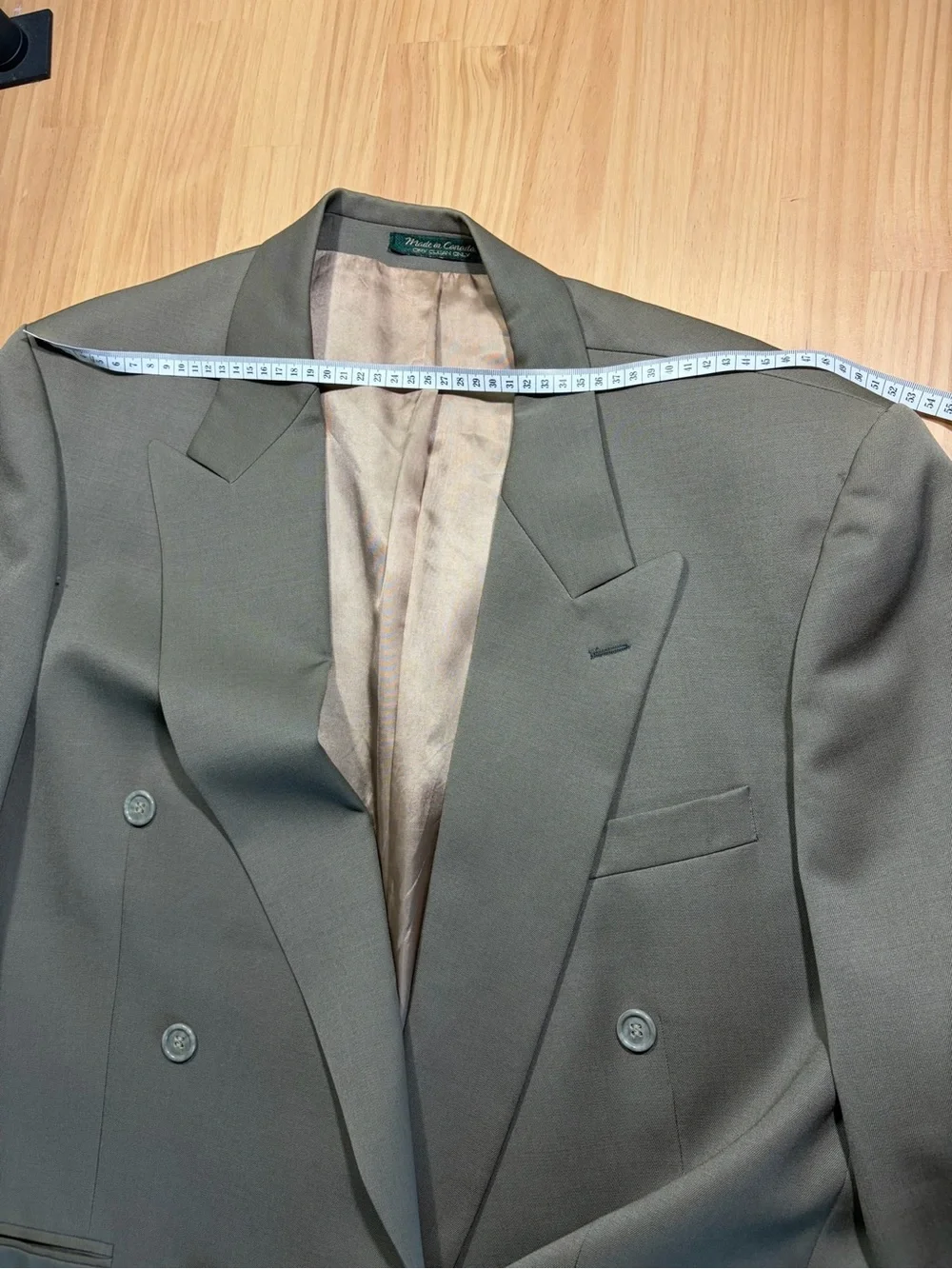 Double-Breasted Blazer in Olive Green W